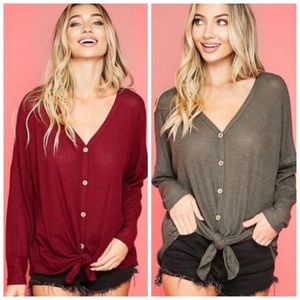 BURGUNDY | Button down top